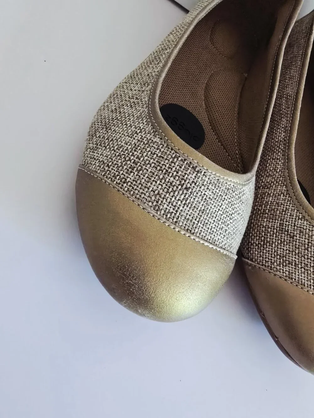 Pluggz Grounding Earthing Cap Toe Ballet Flats Shoes 8 Slip On Leather Fabric